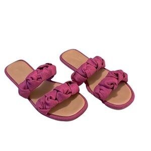 Universal Thread Meg Pink Fuscia Double Knotted Strap Flat Mule Slide Sandals 10